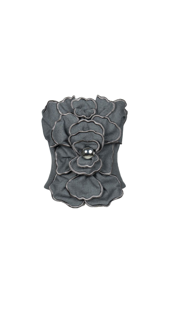 Corset bow pleated-panel gown