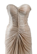 Champagne braided sweetheart slit gown - 3