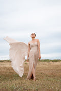 Champagne braided sweetheart slit gown - 1