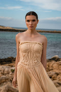 Sand braided strapless midi dress - 2