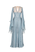Seafoam braided draped-sleeve gown - 2