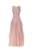 Blush braided illusion chiffon gown - 1