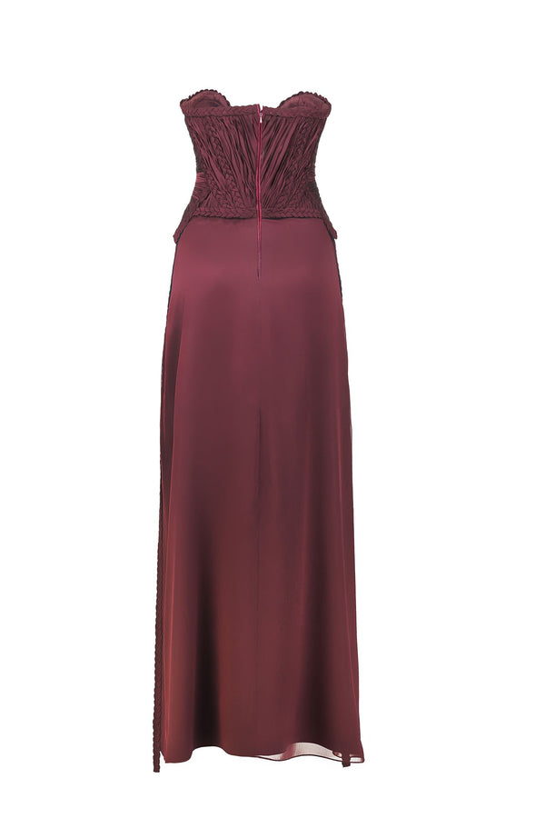 Burgundy braided sweetheart gown