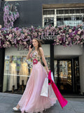 Blush floral corset pleated gown - 4