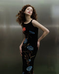 Black blue-coral floral artwork gown - 2
