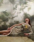 Beige one-shoulder floral lace dress - 3