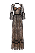 Black dotted-tulle velvet-trim gown - 3