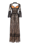 Black dotted-tulle velvet-trim gown - 4