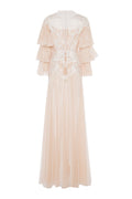Blush embroidered tulle ruffle gown - 2