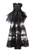 Black lace feathered high-low dress - 2