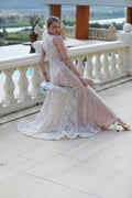 Floral and lattice-lace slit gown - 3