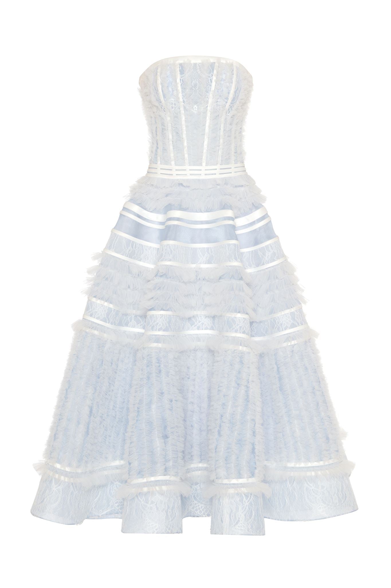 Light blue lace corset midi dress