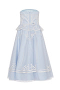 White embroidered tulle peplum midi - 2