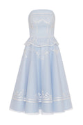 White embroidered tulle peplum midi - 1