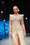 Ivory embellished overskirt gown - 2