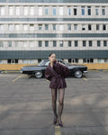 Burgundy sculptural belted jacket - 1