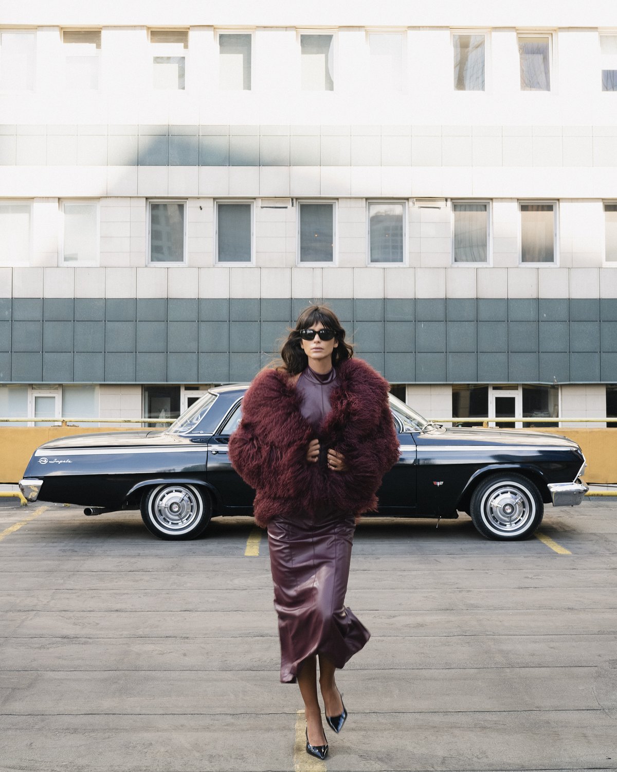 Burgundy feather jacket
