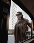 Brown leather fringe jacket - 2