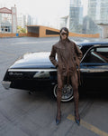 Brown leather fringe jacket - 1