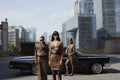 Brown leather V-neck top and pencil skirt set - 6