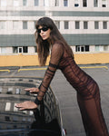 Black double-layer sheer mesh dress - 2